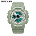 Sanda 299G 292L Sport Trend Ladies Men Digital Wristwatches LED Luminous Chrono Rubber Functional Couple Watches